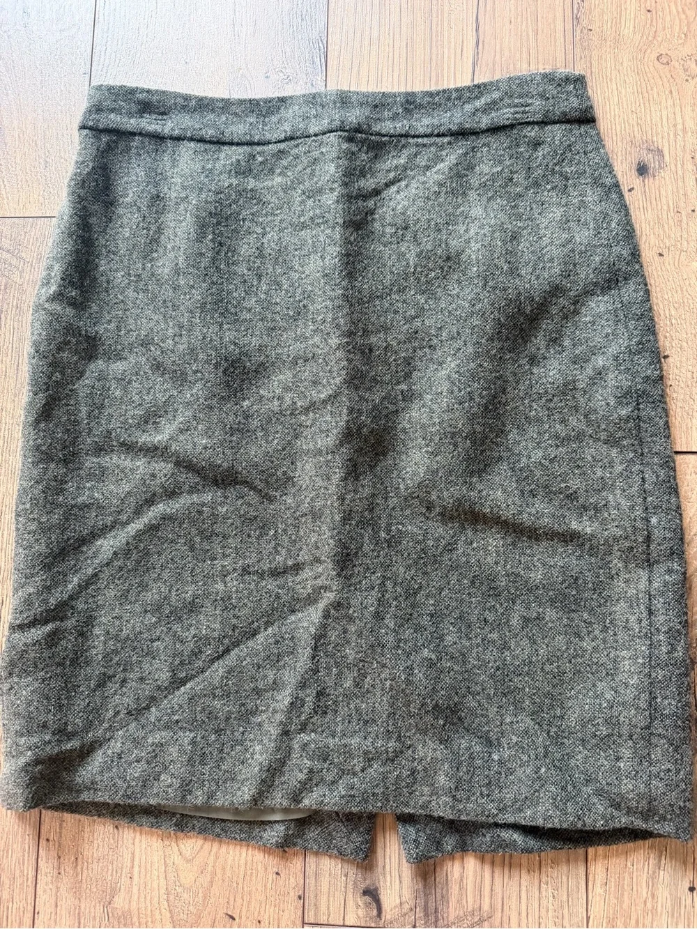 J.Crew Wool Blend Tweed Herringbone Pencil Mini Skirt Olive Green gray like new
